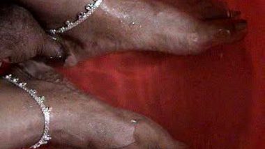 Aunty gets feet washed by horny husband