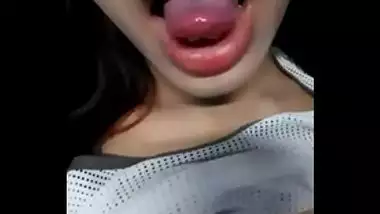 Satisfying myself on video call with my girlfriend.