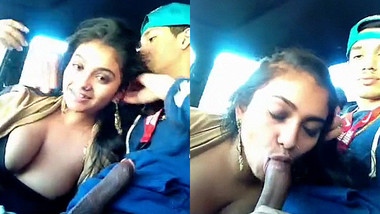 hot NRI babe sucking BF on lunch break in car part 1