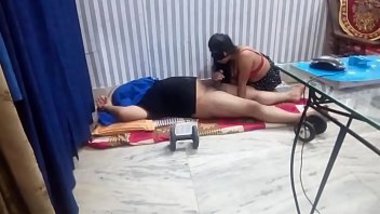 Indian girlfriend giving her boyfriend a blowjob