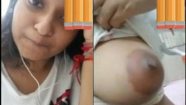 Smart Desi college girl makes succulent breasts bring her money