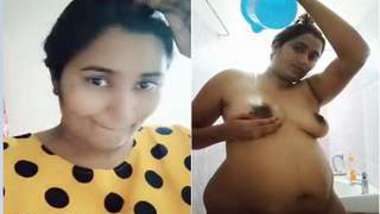 Amateur Desi porn actress shows off XXX boobies and huge belly