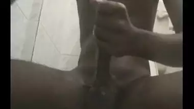 Indian Gay massaging his dick with cream