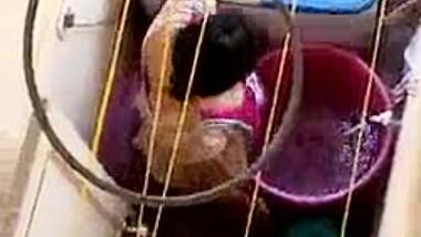 indian bhabhi washing clothes deep cleavage