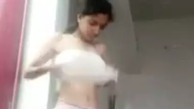 Cute tamil teen college girl boob and pussy selfie dress change