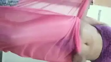 Home alone wife records vdos for hubby in Saree & Stocking part 1