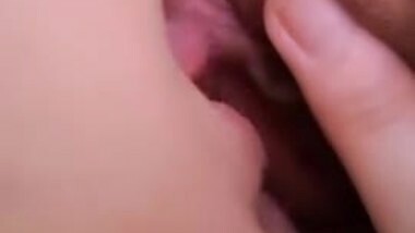 Hot lesbian licking his girlfriend