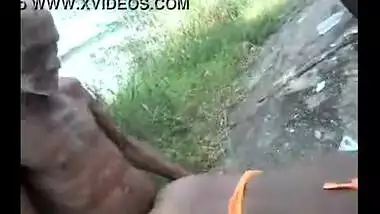 Black girl fucked outdoor by old man
