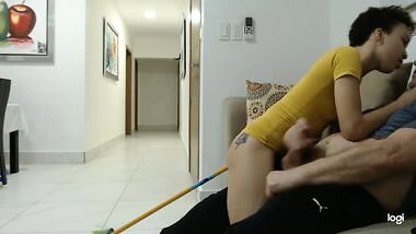 CNFM,I catch my friend stroking while I cleaning his apartment, FEMDOM, slapped his face, screaming.