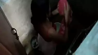 Naughty boy sneakily films Indian stepsis washing XXX body after sex