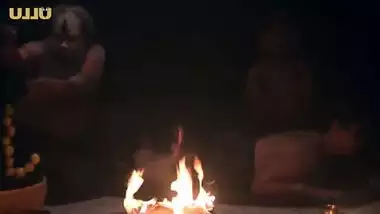 A milf fucks an aghori for a child in an Indian sex movie