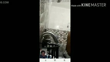 Desi BBW bathing on video call with Devar