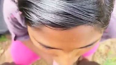 Horny village girl gives a blowjob outdoors in desi porn