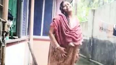 indian milf bathing