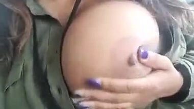 Indian girlfriend showing her big breasts