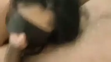 Blindfolded girl gives a deep Indian blowjob to her boss