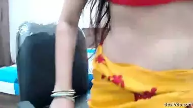 Sexy babe in saree showing her assets