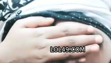 Desi girl in glasses plays with her soft boobs