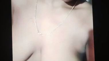 Dark nipples girlfriend sitting nude and fingering