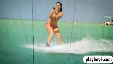 Nasty badass babes enjoyed kite surfing