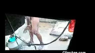Neighbor maid aunt taking bath captured by peeper guy