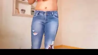 Indian Desi Hot monika bhabhi changed dress hot black pent and Balck shert