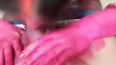 Holi color hot blowjob sex with Didi