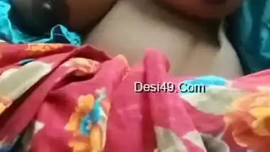 Desi village housewife boobs press by husband