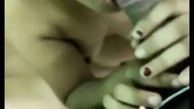 Man blindfolds the lady and gets an Indian blowjob