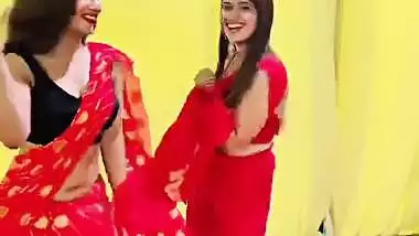 chandhini sexy big depp navel in red saree