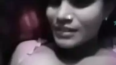 Sexy indian bhabi boob pressing live show with lover
