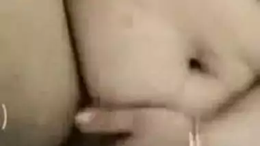 BBW horny wife masturbating on video call