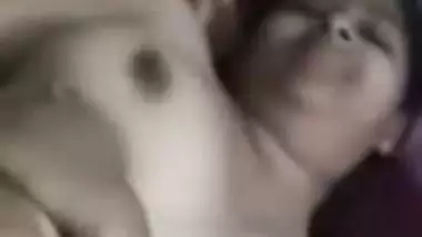 Ex-lover fucking busty wife pussy with condom dick