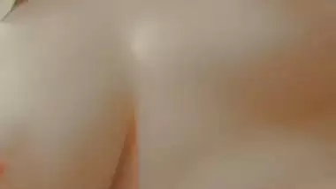 Brown hair girl cute boobs showing selfie MMS