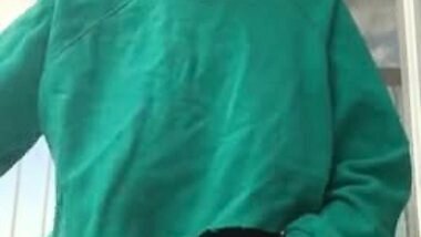 Teen smokes cig and flashes pussy