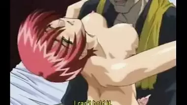 Anime redhead gets pounded by a old cock