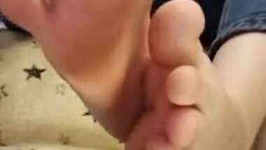 Student massages her legs