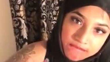 Hijabi Babe Giving Sexy Look while Milking Her White Boyfriend