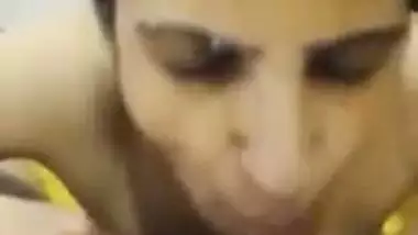 Pervert shoots his stepmom’s blowjob MMS and cums on her