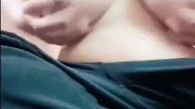 Milky white boobs playing of cute Indian girlfriend