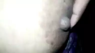 Hubby playing his desi hot wife huge one side boob