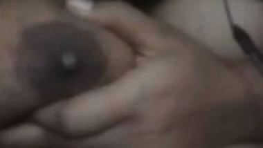 Cute smiling girlfriend boob show to lover