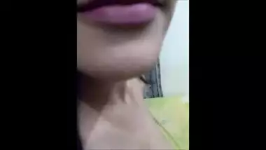Indian girlfriend exposes her huge boobs and pink pussy for lover