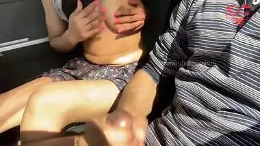 Risky outdoor-Cute beb fingered & giving handjob while highway drive