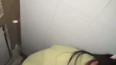 Desi girl enjoys bathroom sex by sucking a big dick