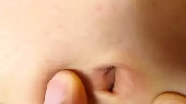 Playing with the stretched belly button of my step sister fetish belly