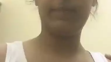 Sexy figure Desi girl striptease show on selfie cam