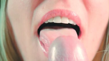 Good morning close up tongue teasing Blowjob
