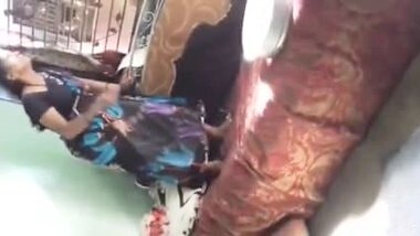 Satin Silk Saree maid showing pussy