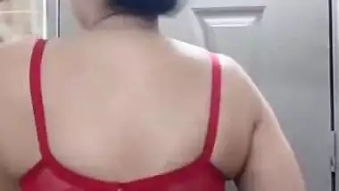 Beautiful Pakistani wife trying new Bra on cam